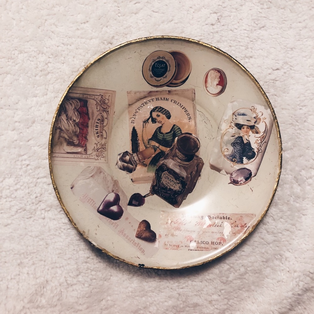Vintage French girl make up plate